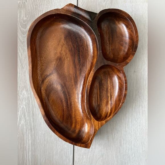 Vintage Wooden Monkey Pod Dish Tray Table decor - Picture 2 of 9